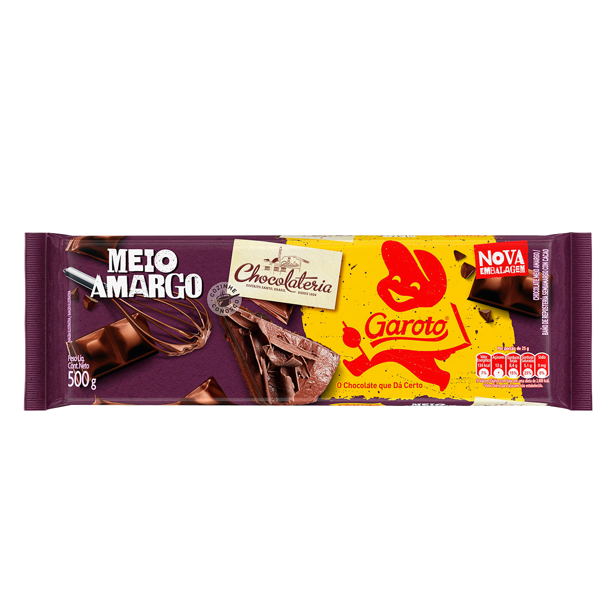 Chocolate Cobertura Garoto Meio Amargo 500g