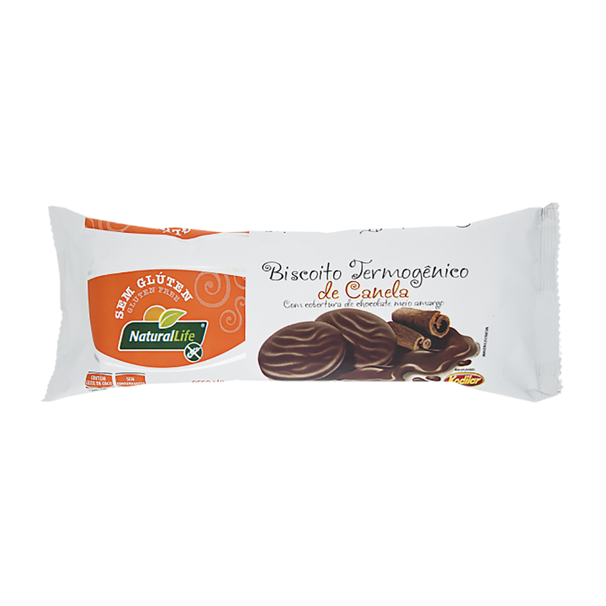 Biscoito Termogênico Sabor Canela Coberto com Chocolate Sem Glúten Natural Life Kodilar 140g