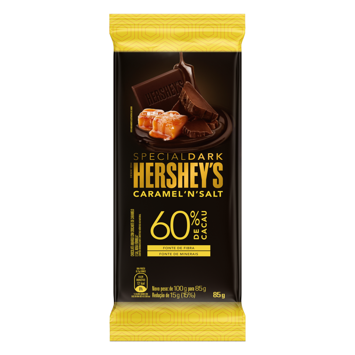 Chocolate Amargo 60% Cacau Caramel n Salt Hersheys Special Dark Pacote 85g