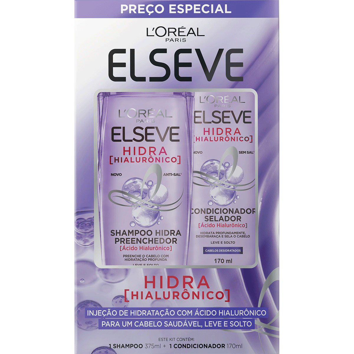Kit Elseve Hidra Hialurônico Shampoo 375ml + Condicionador 170ml