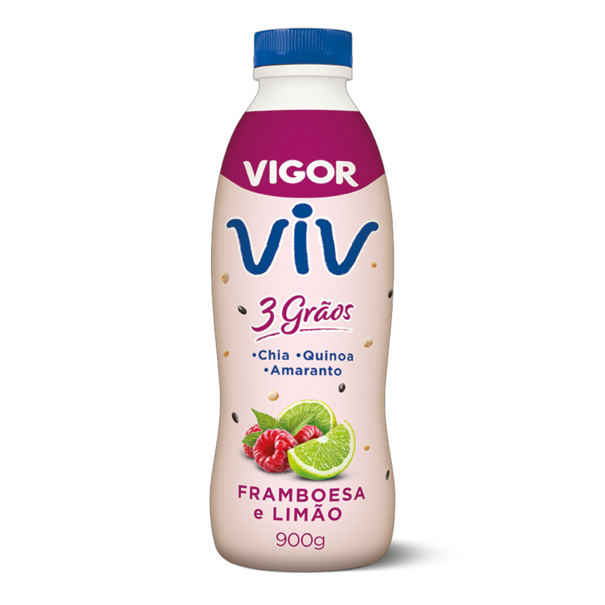 Iogurte Framboesa e Limão Vigor Viv 3 Grãos Garrafa 300g
